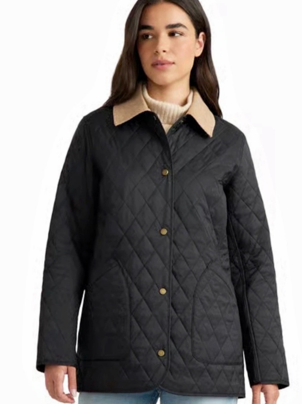 Hunter Women's Quilted Jacket in Black & Brown - Picture 1 of 6